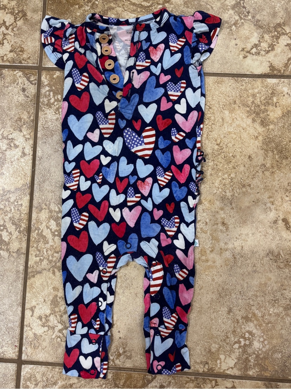 Posh Peanut Heart Ruffle Romper